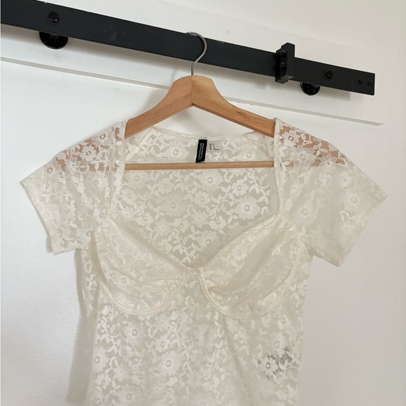 H&M Tops - H&M Divided Cream Lace Blouse